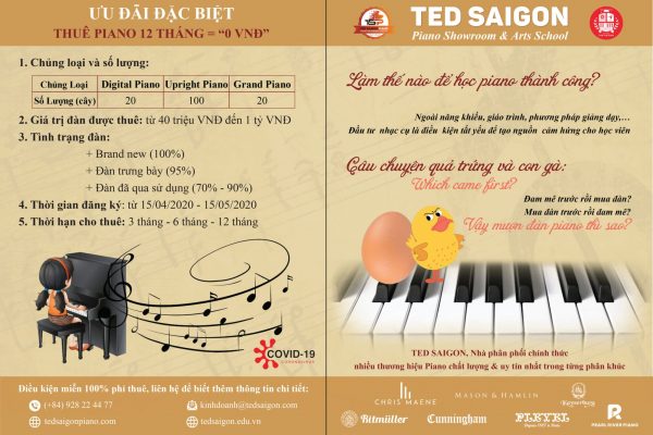 Thuê đàn Piano 12 tháng với giá "0 VNĐ" - Ưu đãi đặc biệt chưa từng có