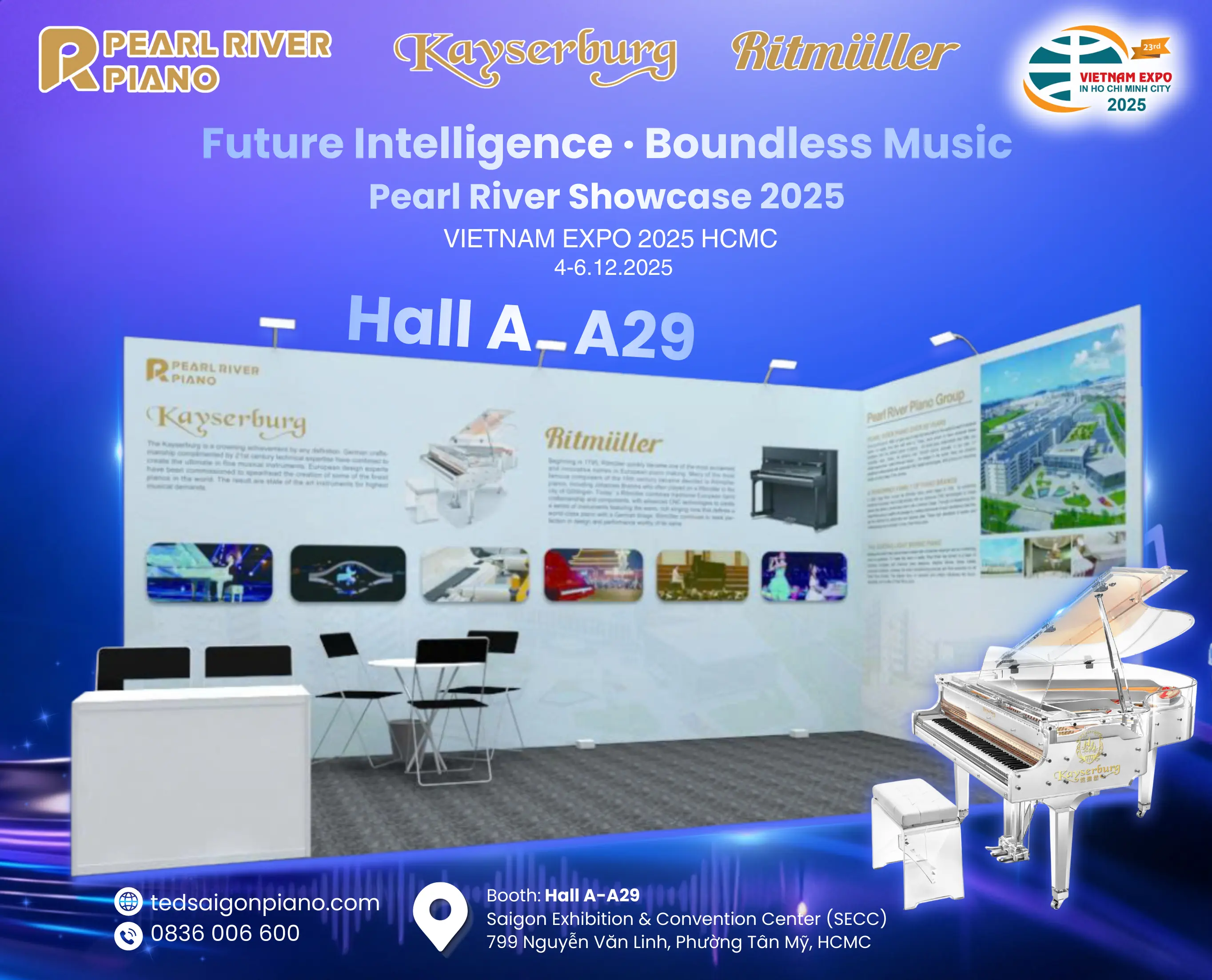 “Future Intelligence, Boundless Music – Pearl River Showcase 2025” sẽ được diễn ra trong 3 ngày từ 4-6/12/2025 tại Triển lãm Thương mại Quốc tế 2025 (Vietnam Expo HCMC 2025)